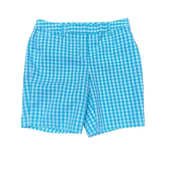 LANDS’ END Blue Gingham Bermuda Shorts Size 14 - Picture 1 of 6
